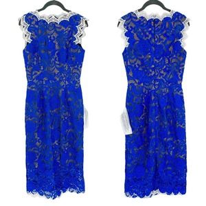 Dress the Population Blue Lace Midi Dress Small